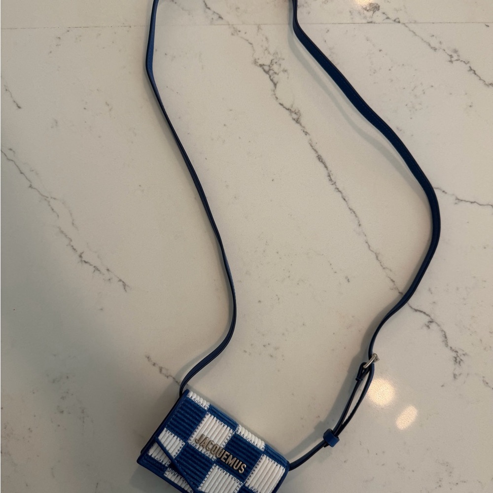 Jacquemus Blue and White Check Le Porte Azur shoulder bag - Picture 2 of 6